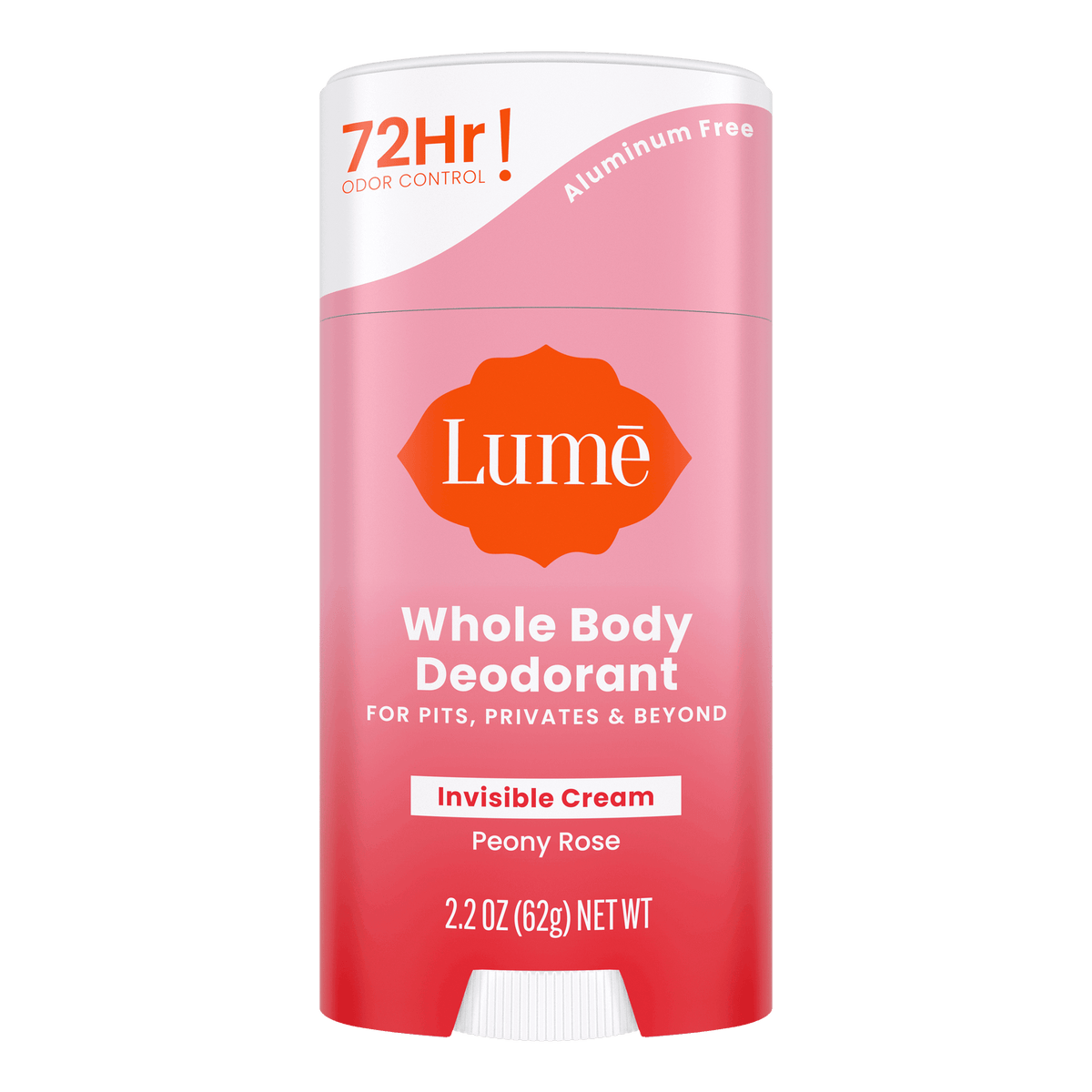 Pink and white Lume peony rose scented cream deodorant stick